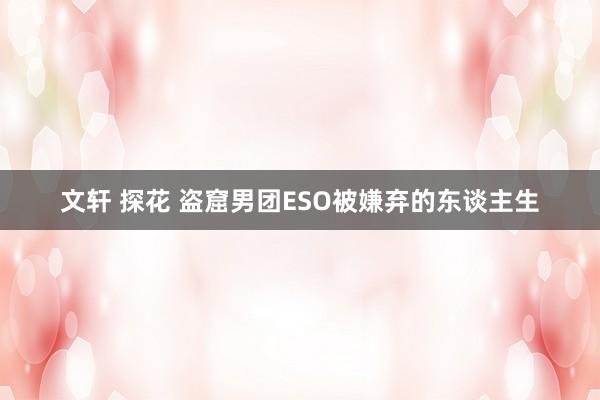 文轩 探花 盗窟男团ESO被嫌弃的东谈主生
