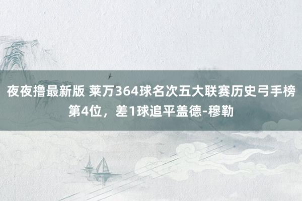 夜夜撸最新版 莱万364球名次五大联赛历史弓手榜第4位，差1球追平盖德-穆勒