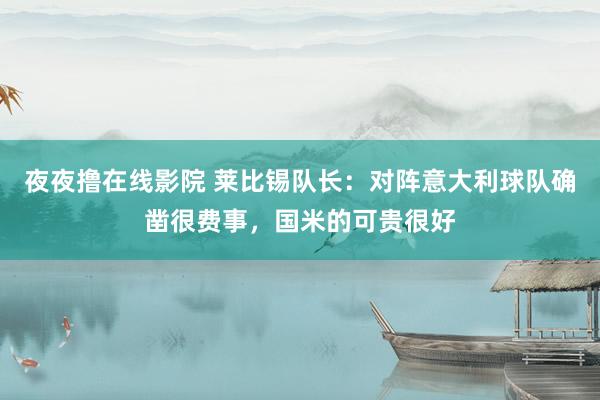 夜夜撸在线影院 莱比锡队长：对阵意大利球队确凿很费事，国米的可贵很好