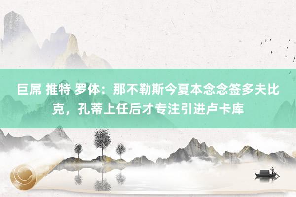 巨屌 推特 罗体：那不勒斯今夏本念念签多夫比克，孔蒂上任后才专注引进卢卡库