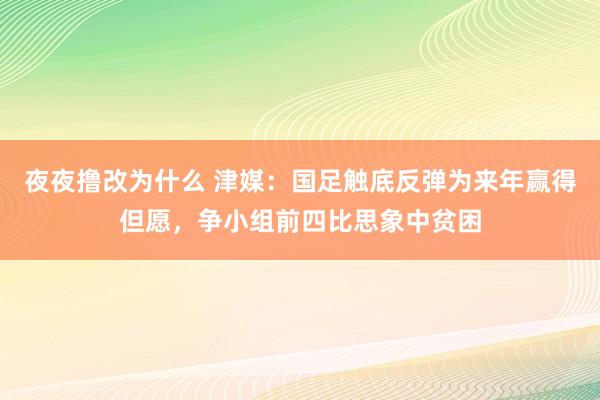 夜夜撸改为什么 津媒：国足触底反弹为来年赢得但愿，争小组前四比思象中贫困