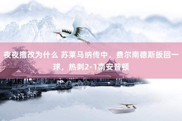 夜夜撸改为什么 苏莱马纳传中，费尔南德斯扳回一球，热刺2-1南安普顿